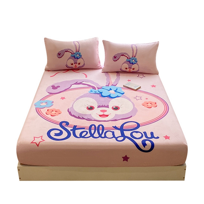 91家纺网 家纺一手货源 找家纺 一电 2025新款跨境电商床笠冬天德芙绒床笠单件加绒加厚绒床罩儿童学生宿舍床垫套床笠罩 可爱星黛露