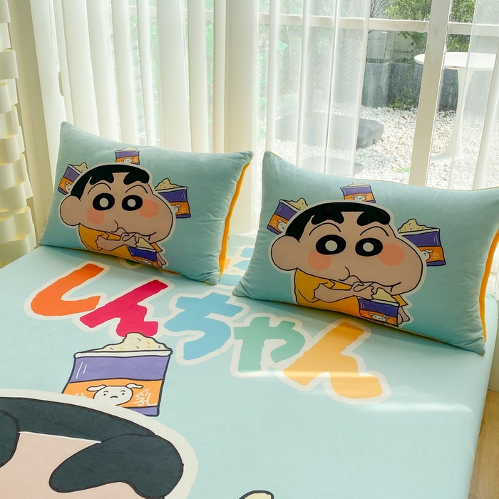 91家纺网 家纺一手货源 找家纺 一电 2025新款跨境电商床笠冬天德芙绒床笠单件加绒加厚绒床罩儿童学生宿舍床垫套床笠罩 奶茶小新