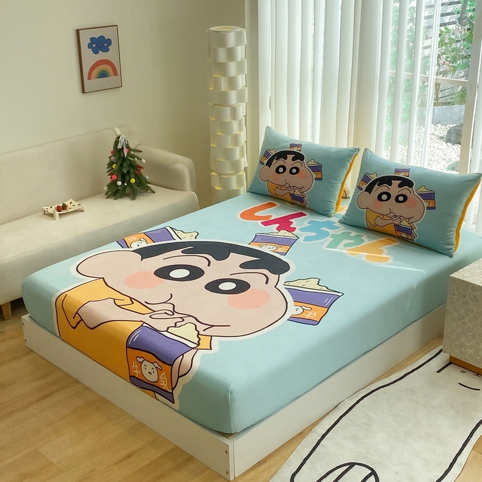 91家纺网 家纺一手货源 找家纺 一电 2025新款跨境电商床笠冬天德芙绒床笠单件加绒加厚绒床罩儿童学生宿舍床垫套床笠罩 奶茶小新