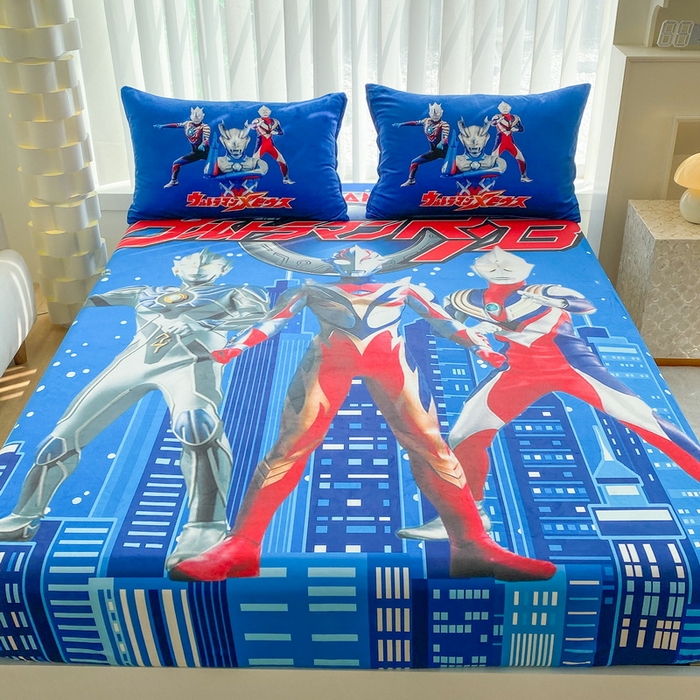 91家纺网 家纺一手货源 找家纺 一电 2025新款跨境电商床笠冬天德芙绒床笠单件加绒加厚绒床罩儿童学生宿舍床垫套床笠罩-系列二 奥特归来