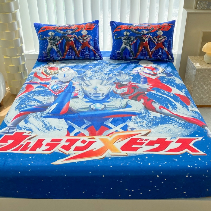 91家纺网 家纺一手货源 找家纺 一电 2025新款跨境电商床笠冬天德芙绒床笠单件加绒加厚绒床罩儿童学生宿舍床垫套床笠罩-系列二 奥特警卫队