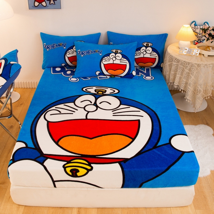 91家纺网 家纺一手货源 找家纺 （总）一电 外贸2025新款卡通珊瑚绒床笠单件床罩冬季加厚牛奶绒床垫保护罩全包床单套