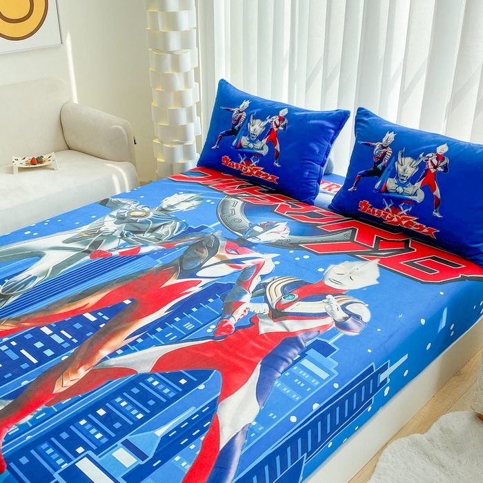 91家纺网 家纺一手货源 找家纺 一电 2025新款跨境电商床笠冬天德芙绒床笠单件加绒加厚绒床罩儿童学生宿舍床垫套床笠罩-系列二 奥特归来