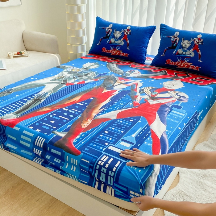 91家纺网 家纺一手货源 找家纺 一电 2025新款跨境电商床笠冬天德芙绒床笠单件加绒加厚绒床罩儿童学生宿舍床垫套床笠罩-系列二 奥特归来