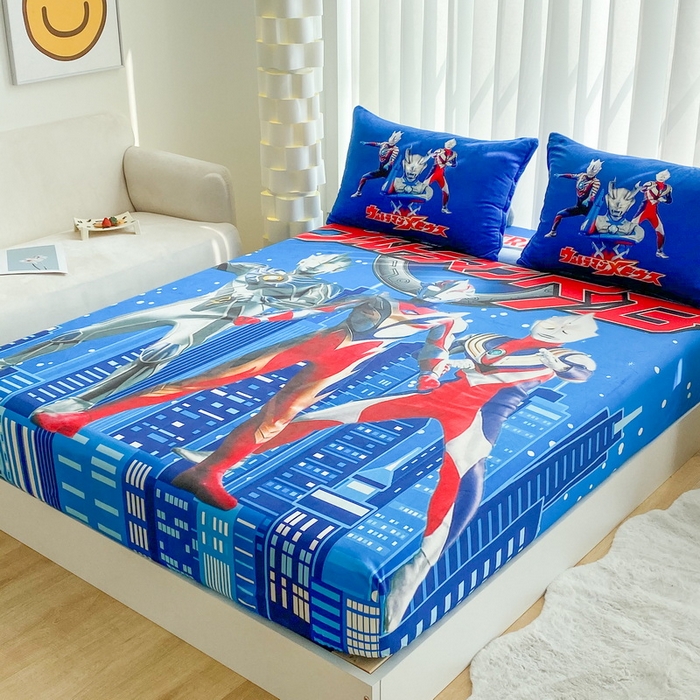 91家纺网 家纺一手货源 找家纺 一电 2025新款跨境电商床笠冬天德芙绒床笠单件加绒加厚绒床罩儿童学生宿舍床垫套床笠罩-系列二 奥特归来