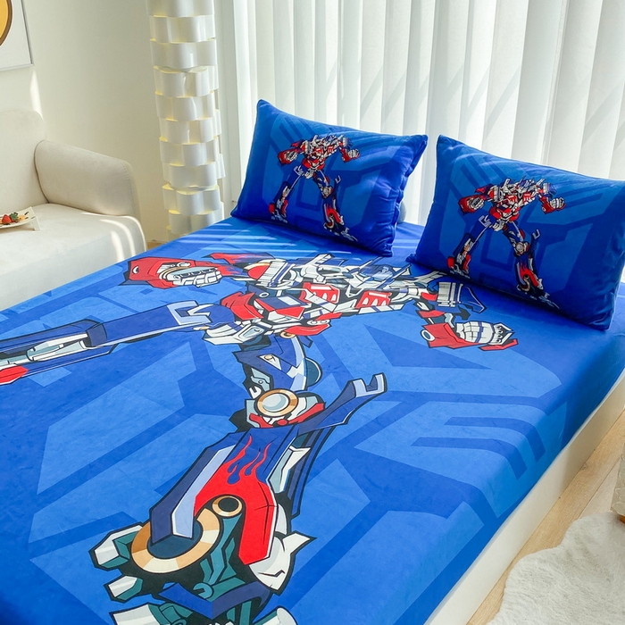 91家纺网 家纺一手货源 找家纺 一电 2025新款跨境电商床笠冬天德芙绒床笠单件加绒加厚绒床罩儿童学生宿舍床垫套床笠罩 擎天柱