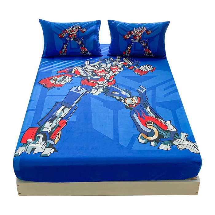 91家纺网 家纺一手货源 找家纺 一电 2025新款跨境电商床笠冬天德芙绒床笠单件加绒加厚绒床罩儿童学生宿舍床垫套床笠罩 擎天柱