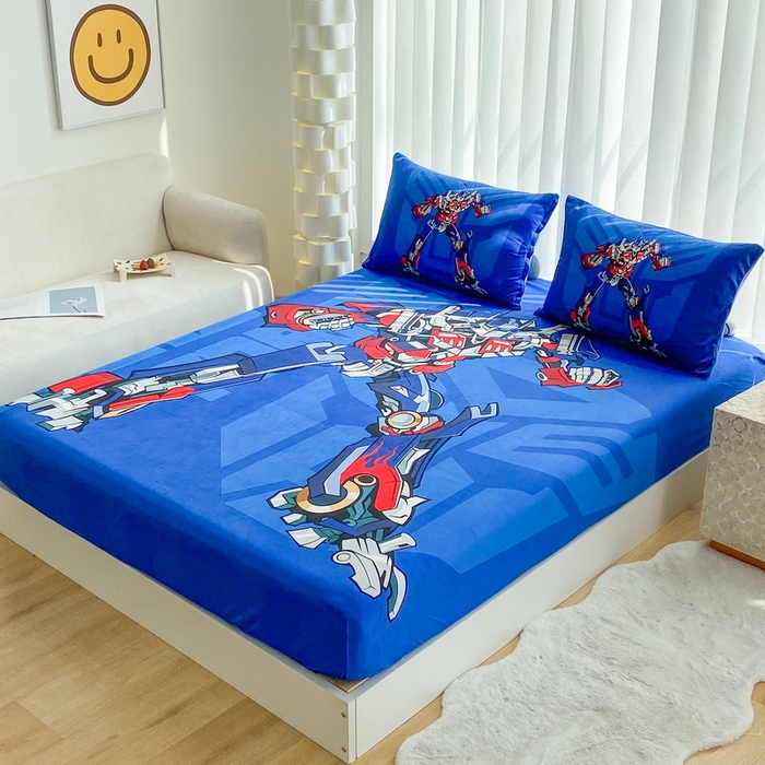 91家纺网 家纺一手货源 找家纺 一电 2025新款跨境电商床笠冬天德芙绒床笠单件加绒加厚绒床罩儿童学生宿舍床垫套床笠罩 擎天柱