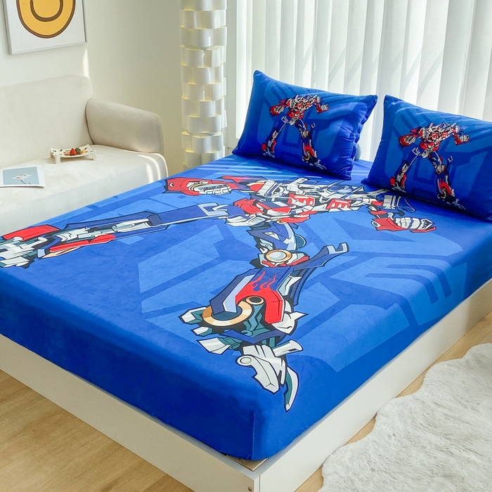 91家纺网 家纺一手货源 找家纺 一电 2025新款跨境电商床笠冬天德芙绒床笠单件加绒加厚绒床罩儿童学生宿舍床垫套床笠罩 擎天柱