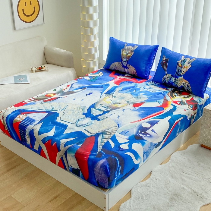 91家纺网 家纺一手货源 找家纺 一电 2025新款跨境电商床笠冬天德芙绒床笠单件加绒加厚绒床罩儿童学生宿舍床垫套床笠罩-系列二 奥特家族