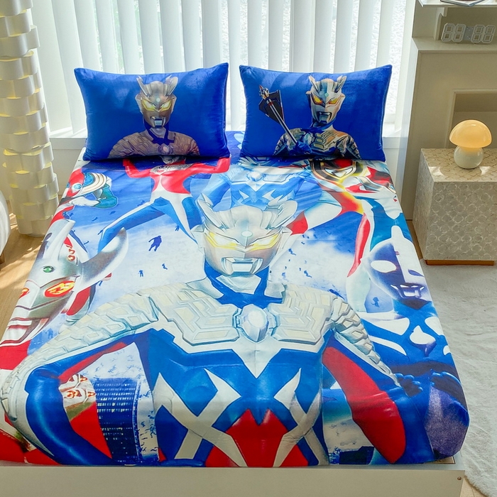 91家纺网 家纺一手货源 找家纺 一电 2025新款跨境电商床笠冬天德芙绒床笠单件加绒加厚绒床罩儿童学生宿舍床垫套床笠罩-系列二 奥特家族