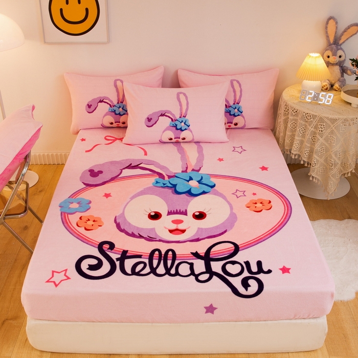 91家纺网 家纺一手货源 找家纺 （总）一电 外贸2025新款卡通珊瑚绒床笠单件床罩冬季加厚牛奶绒床垫保护罩全包床单套