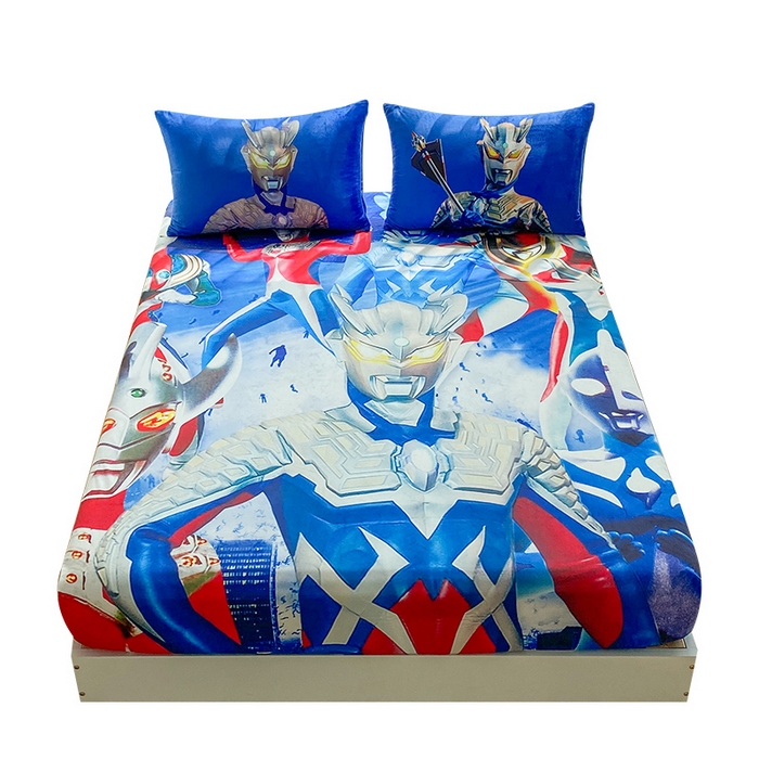 91家纺网 家纺一手货源 找家纺 一电 2025新款跨境电商床笠冬天德芙绒床笠单件加绒加厚绒床罩儿童学生宿舍床垫套床笠罩-系列二 奥特家族