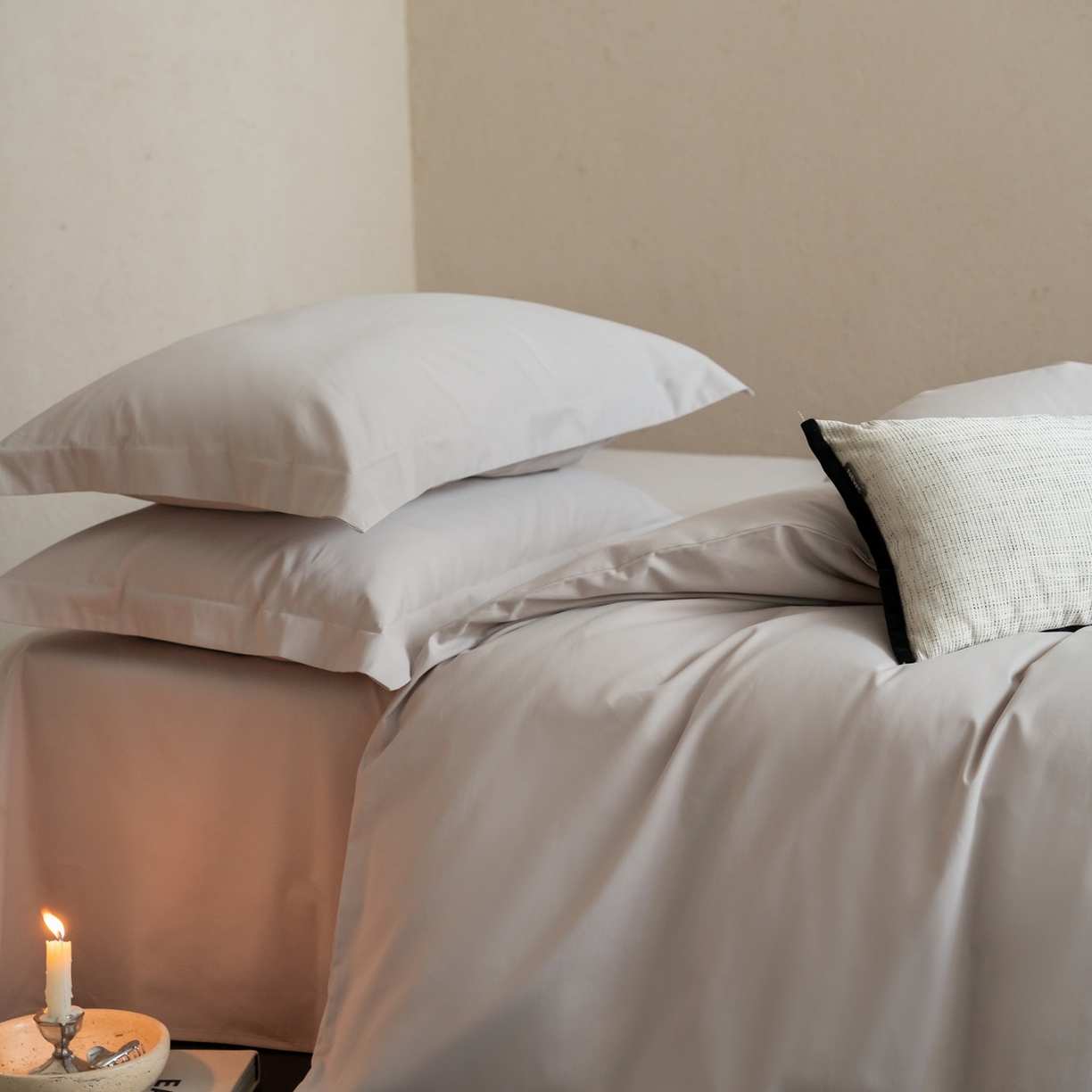 ONE TWO ONE 121 2025宽边枕陶瓷一字绣磨毛四件套（会员：-10元） 极地灰