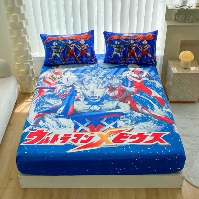 91家纺网 家纺一手货源 找家纺 一电 2025新款跨境电商床笠冬天德芙绒床笠单件加绒加厚绒床罩儿童学生宿舍床垫套床笠罩-系列二 奥特警卫队