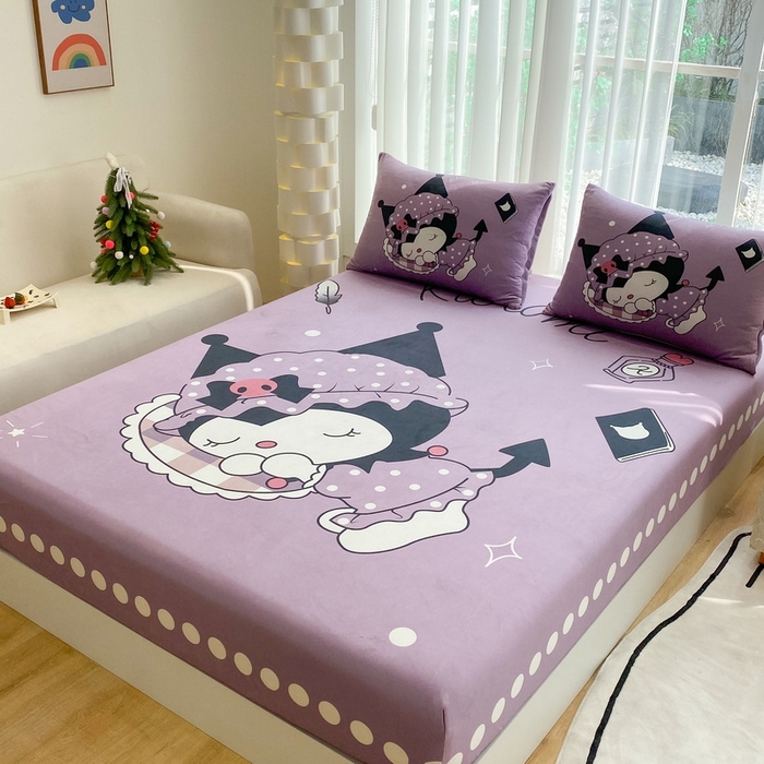 91家纺网 家纺一手货源 找家纺 一电 2025新款跨境电商床笠冬天德芙绒床笠单件加绒加厚绒床罩儿童学生宿舍床垫套床笠罩 睡觉公主