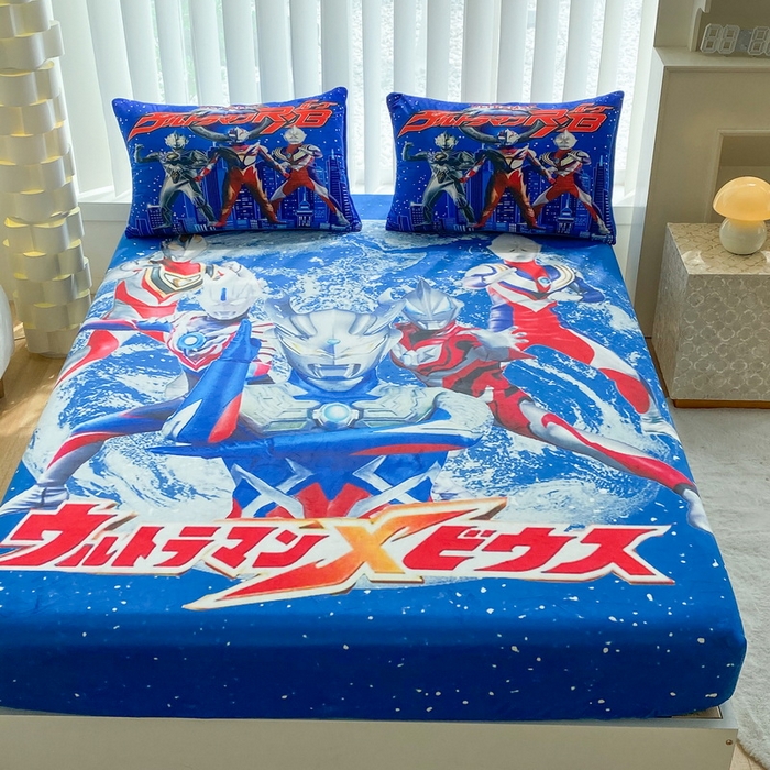 91家纺网 家纺一手货源 找家纺 一电 2025新款跨境电商床笠冬天德芙绒床笠单件加绒加厚绒床罩儿童学生宿舍床垫套床笠罩-系列二 奥特警卫队