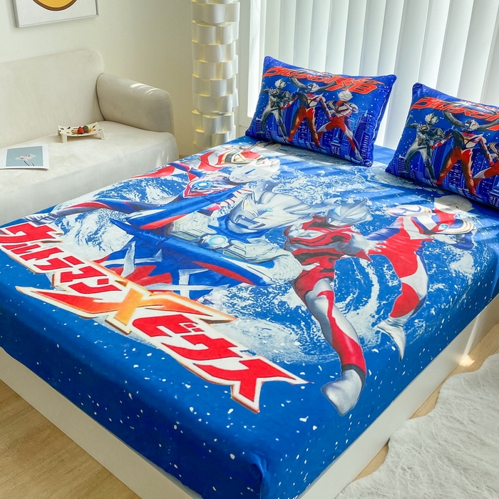 91家纺网 家纺一手货源 找家纺 一电 2025新款跨境电商床笠冬天德芙绒床笠单件加绒加厚绒床罩儿童学生宿舍床垫套床笠罩-系列二 奥特警卫队