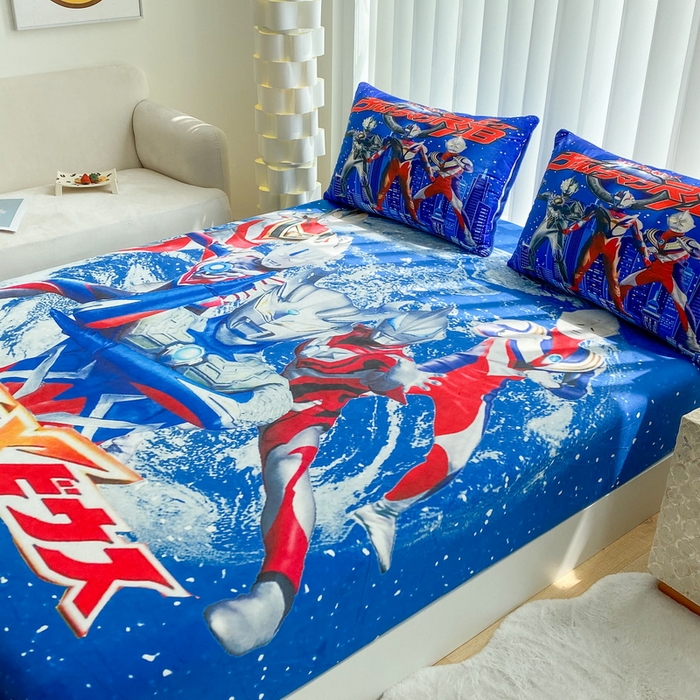 91家纺网 家纺一手货源 找家纺 一电 2025新款跨境电商床笠冬天德芙绒床笠单件加绒加厚绒床罩儿童学生宿舍床垫套床笠罩-系列二 奥特警卫队