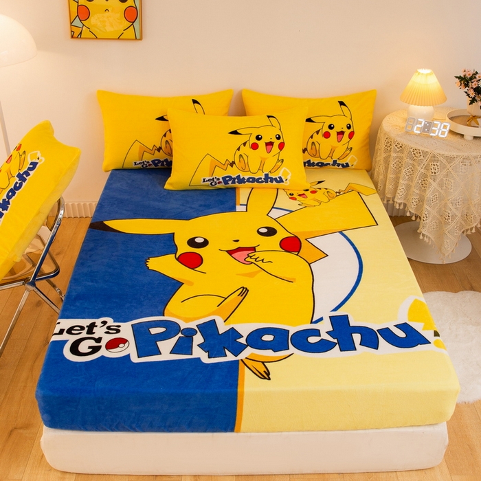 91家纺网 家纺一手货源 找家纺 （总）一电 外贸2025新款卡通珊瑚绒床笠单件床罩冬季加厚牛奶绒床垫保护罩全包床单套