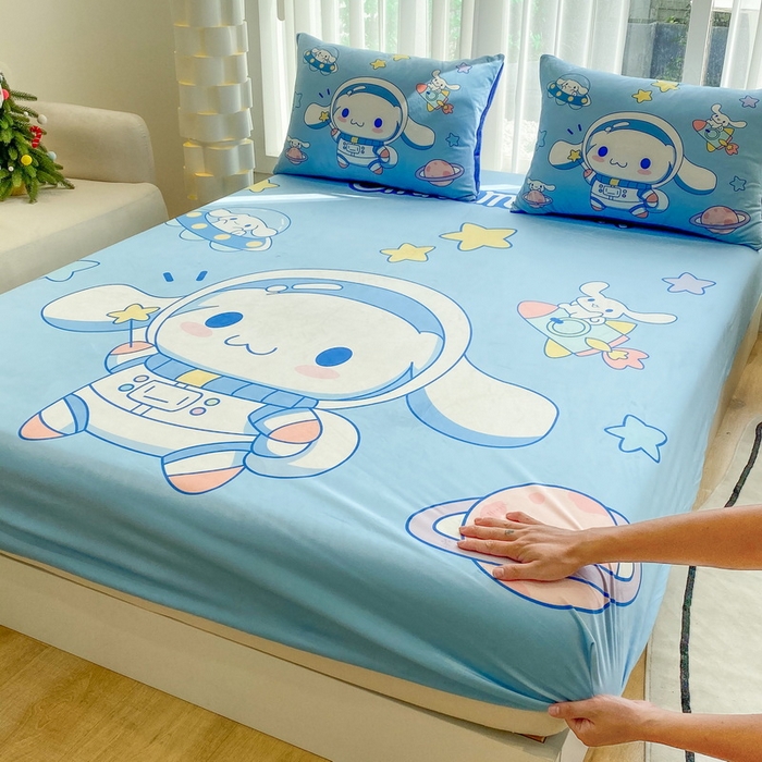 91家纺网 家纺一手货源 找家纺 一电 2025新款跨境电商床笠冬天德芙绒床笠单件加绒加厚绒床罩儿童学生宿舍床垫套床笠罩 太空玉桂狗