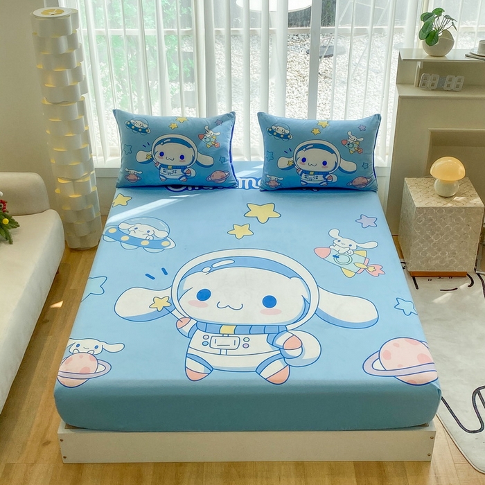 91家纺网 家纺一手货源 找家纺 一电 2025新款跨境电商床笠冬天德芙绒床笠单件加绒加厚绒床罩儿童学生宿舍床垫套床笠罩 太空玉桂狗