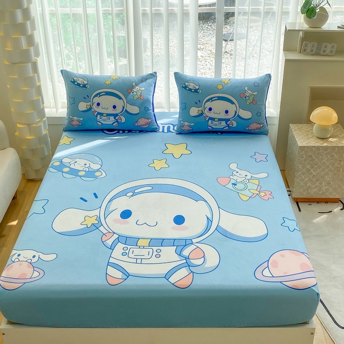 91家纺网 家纺一手货源 找家纺 一电 2025新款跨境电商床笠冬天德芙绒床笠单件加绒加厚绒床罩儿童学生宿舍床垫套床笠罩 太空玉桂狗