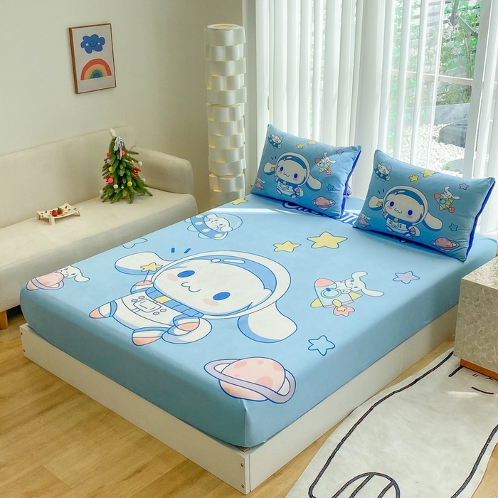 91家纺网 家纺一手货源 找家纺 一电 2025新款跨境电商床笠冬天德芙绒床笠单件加绒加厚绒床罩儿童学生宿舍床垫套床笠罩 太空玉桂狗