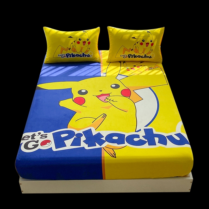 91家纺网 家纺一手货源 找家纺 一电 2025新款跨境电商床笠冬天德芙绒床笠单件加绒加厚绒床罩儿童学生宿舍床垫套床笠罩 淘气皮卡丘