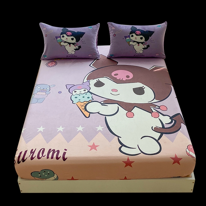 91家纺网 家纺一手货源 找家纺 一电 2025新款跨境电商床笠冬天德芙绒床笠单件加绒加厚绒床罩儿童学生宿舍床垫套床笠罩 甜筒库洛米