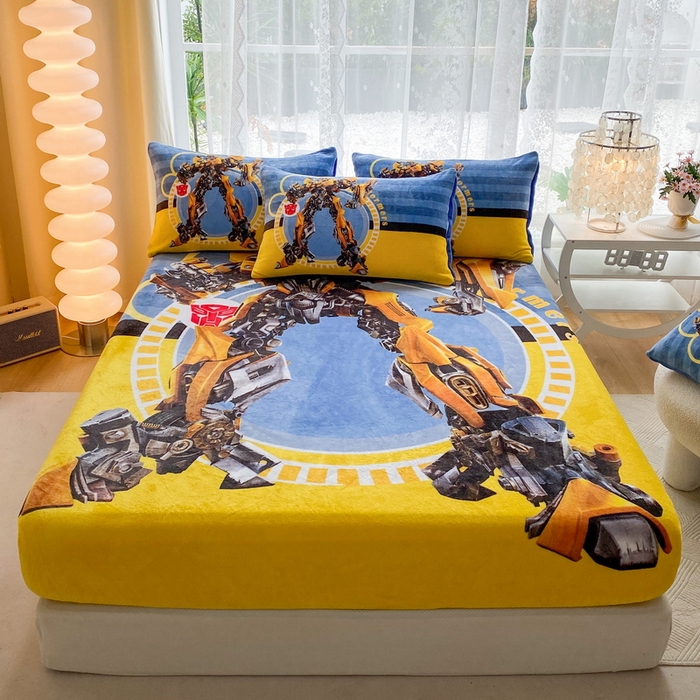 91家纺网 家纺一手货源 找家纺 （总）一电 外贸2025新款卡通珊瑚绒床笠单件床罩冬季加厚牛奶绒床垫保护罩全包床单套