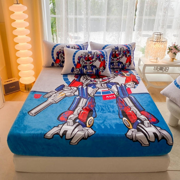 91家纺网 家纺一手货源 找家纺 （总）一电 外贸2025新款卡通珊瑚绒床笠单件床罩冬季加厚牛奶绒床垫保护罩全包床单套