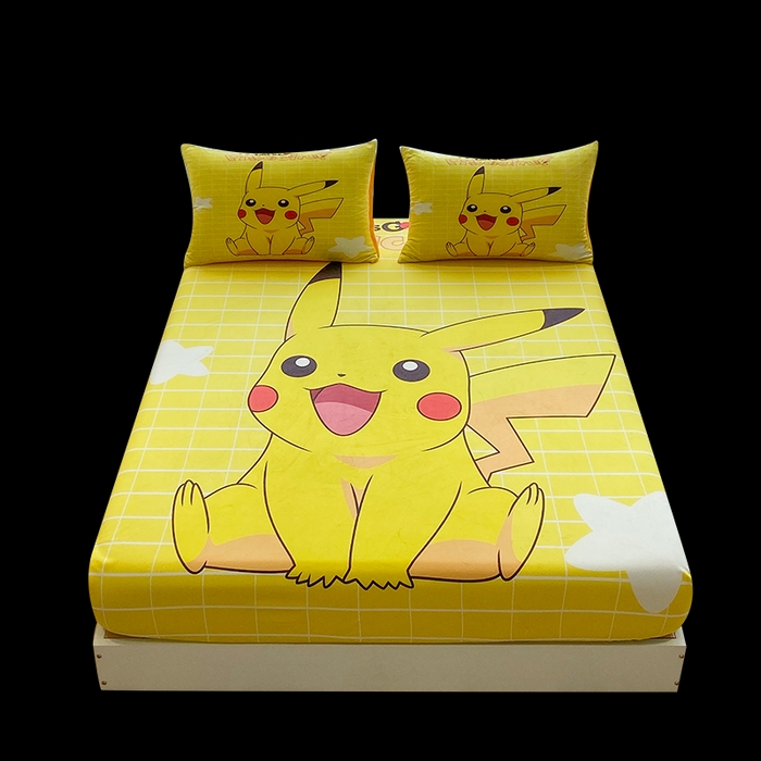 91家纺网 家纺一手货源 找家纺 一电 2025新款跨境电商床笠冬天德芙绒床笠单件加绒加厚绒床罩儿童学生宿舍床垫套床笠罩 网红皮卡丘