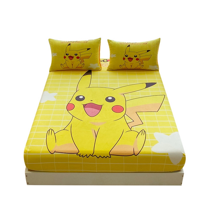 91家纺网 家纺一手货源 找家纺 一电 2025新款跨境电商床笠冬天德芙绒床笠单件加绒加厚绒床罩儿童学生宿舍床垫套床笠罩 网红皮卡丘