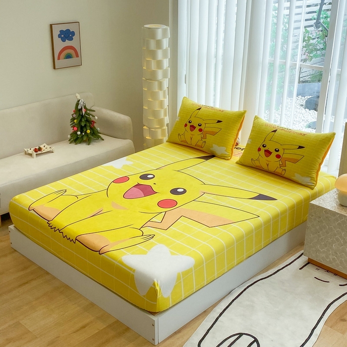 91家纺网 家纺一手货源 找家纺 一电 2025新款跨境电商床笠冬天德芙绒床笠单件加绒加厚绒床罩儿童学生宿舍床垫套床笠罩 网红皮卡丘