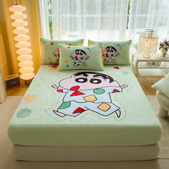 91家纺网 家纺一手货源 找家纺 （总）一电 外贸2025新款卡通珊瑚绒床笠单件床罩冬季加厚牛奶绒床垫保护罩全包床单套