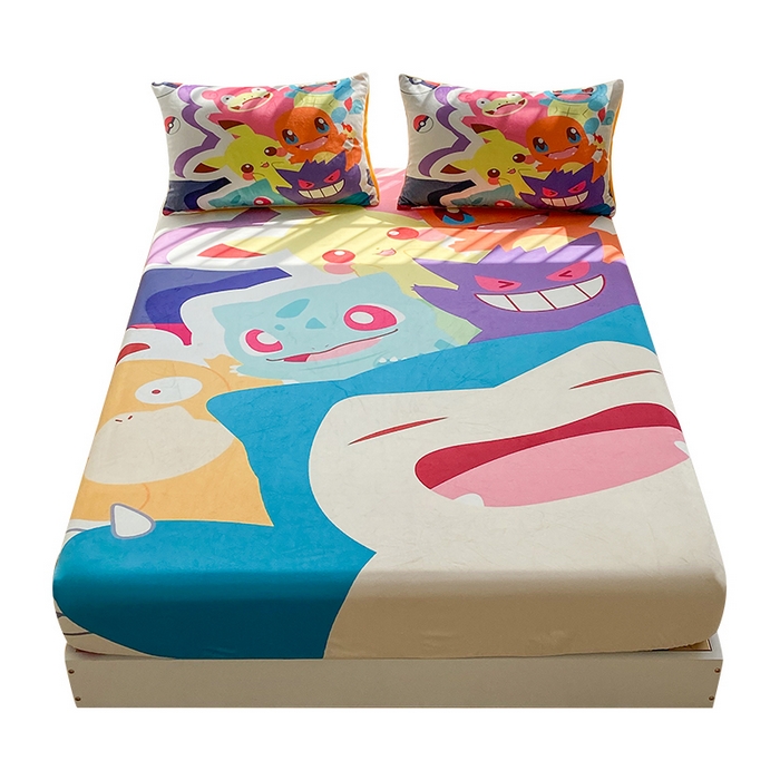 91家纺网 家纺一手货源 找家纺 一电 2025新款跨境电商床笠冬天德芙绒床笠单件加绒加厚绒床罩儿童学生宿舍床垫套床笠罩 嘻嘻皮卡丘