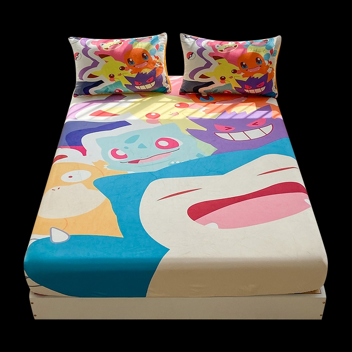 91家纺网 家纺一手货源 找家纺 一电 2025新款跨境电商床笠冬天德芙绒床笠单件加绒加厚绒床罩儿童学生宿舍床垫套床笠罩 嘻嘻皮卡丘