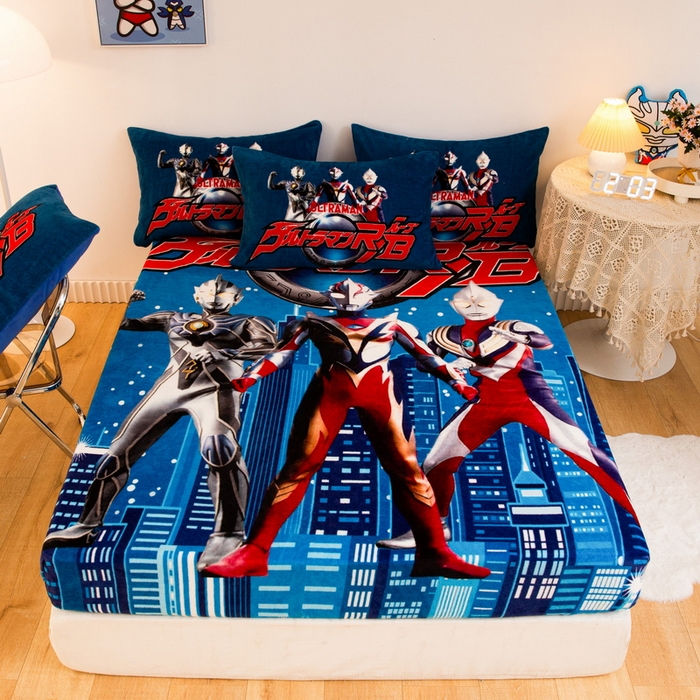 91家纺网 家纺一手货源 找家纺 一电 2025新款卡通珊瑚绒床笠单件床罩冬季加厚牛奶绒床垫保护罩全包床单套-系列二 奥特归来