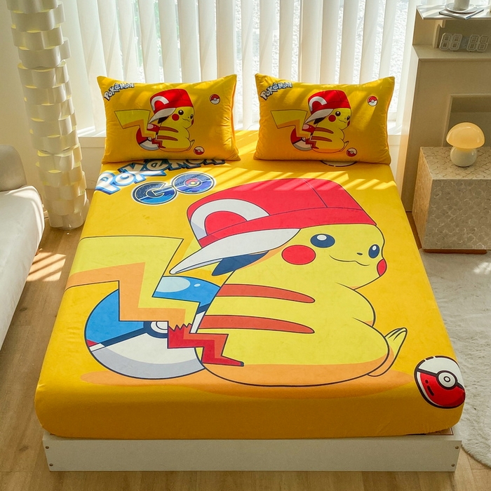 91家纺网 家纺一手货源 找家纺 一电 2025新款跨境电商床笠冬天德芙绒床笠单件加绒加厚绒床罩儿童学生宿舍床垫套床笠罩 小红帽皮卡丘