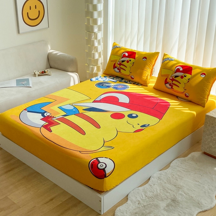 91家纺网 家纺一手货源 找家纺 一电 2025新款跨境电商床笠冬天德芙绒床笠单件加绒加厚绒床罩儿童学生宿舍床垫套床笠罩 小红帽皮卡丘