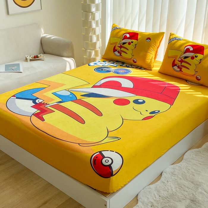 91家纺网 家纺一手货源 找家纺 一电 2025新款跨境电商床笠冬天德芙绒床笠单件加绒加厚绒床罩儿童学生宿舍床垫套床笠罩 小红帽皮卡丘