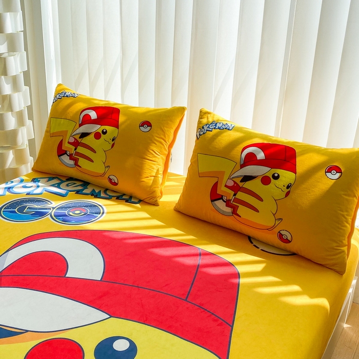 91家纺网 家纺一手货源 找家纺 一电 2025新款跨境电商床笠冬天德芙绒床笠单件加绒加厚绒床罩儿童学生宿舍床垫套床笠罩 小红帽皮卡丘