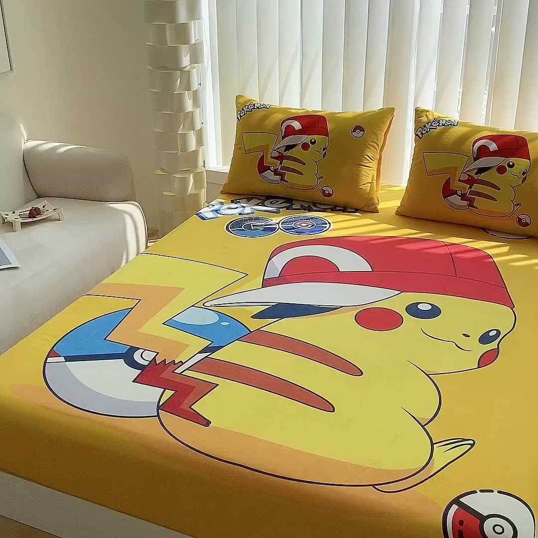 91家纺网 家纺一手货源 找家纺 一电 2025新款跨境电商床笠冬天德芙绒床笠单件加绒加厚绒床罩儿童学生宿舍床垫套床笠罩 小红帽皮卡丘