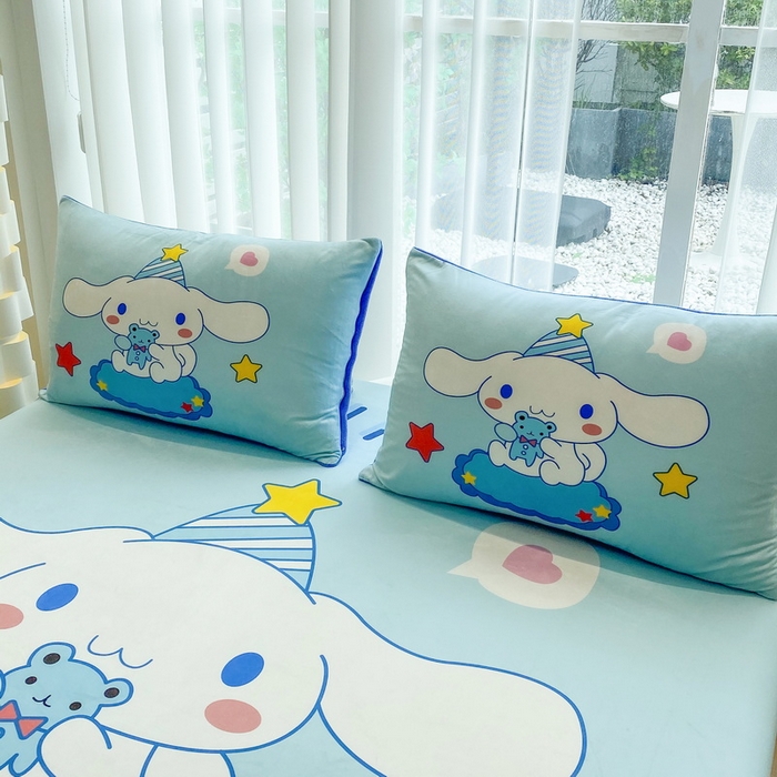 91家纺网 家纺一手货源 找家纺 一电 2025新款跨境电商床笠冬天德芙绒床笠单件加绒加厚绒床罩儿童学生宿舍床垫套床笠罩 小熊玉桂狗