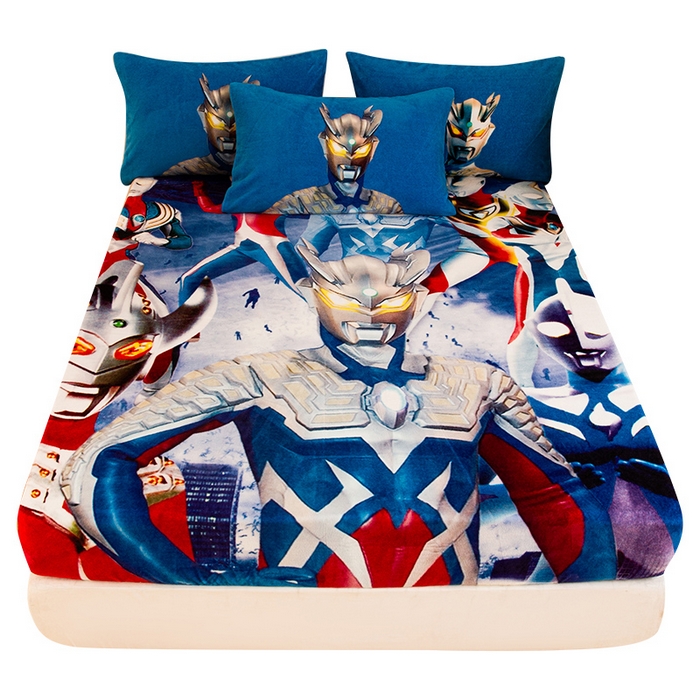 91家纺网 家纺一手货源 找家纺 一电 2025新款卡通珊瑚绒床笠单件床罩冬季加厚牛奶绒床垫保护罩全包床单套-系列二 奥特家族