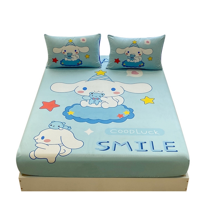 91家纺网 家纺一手货源 找家纺 一电 2025新款跨境电商床笠冬天德芙绒床笠单件加绒加厚绒床罩儿童学生宿舍床垫套床笠罩 小熊玉桂狗