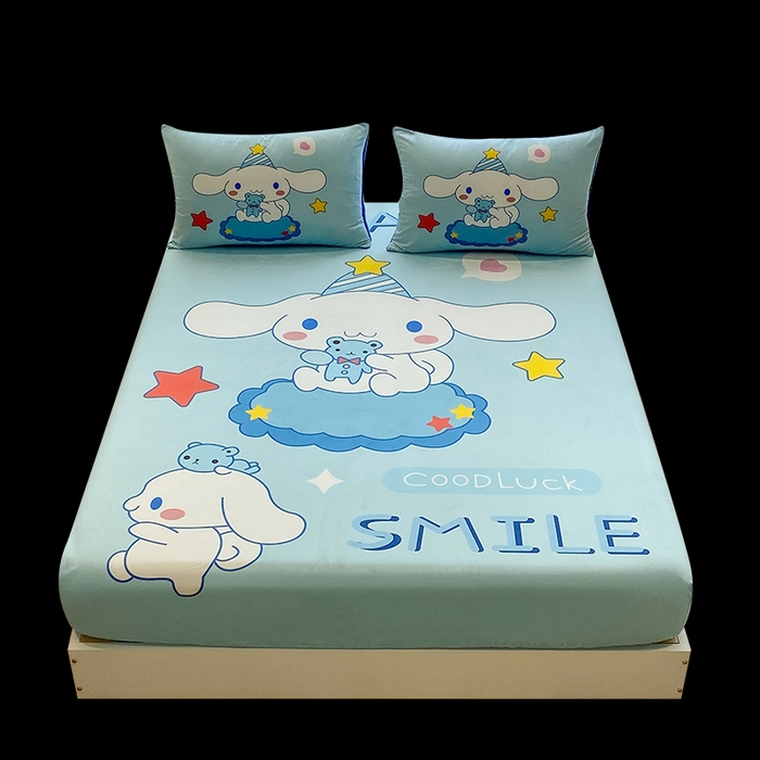 91家纺网 家纺一手货源 找家纺 一电 2025新款跨境电商床笠冬天德芙绒床笠单件加绒加厚绒床罩儿童学生宿舍床垫套床笠罩 小熊玉桂狗