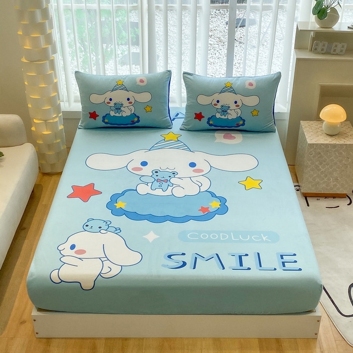 91家纺网 家纺一手货源 找家纺 一电 2025新款跨境电商床笠冬天德芙绒床笠单件加绒加厚绒床罩儿童学生宿舍床垫套床笠罩 小熊玉桂狗