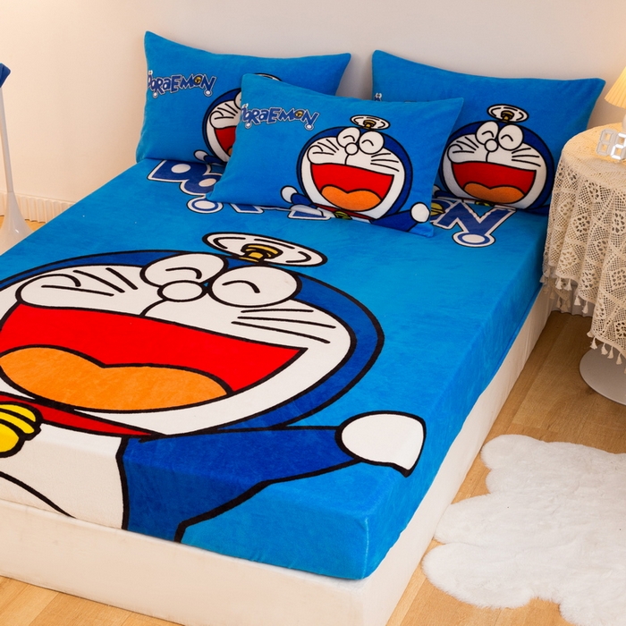 91家纺网 家纺一手货源 找家纺 一电 外贸2025新款卡通珊瑚绒床笠单件床罩冬季加厚牛奶绒床垫保护罩全包床单套 叮当快跑